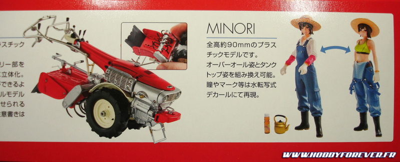 La boite présente les photos du Honda F90 et des deux poses possibles pour Midori