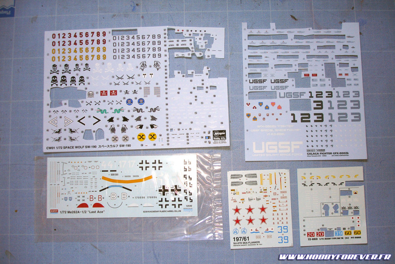 Il reste souvent des décals non utilisés sur les planches des autres marques de maquettes