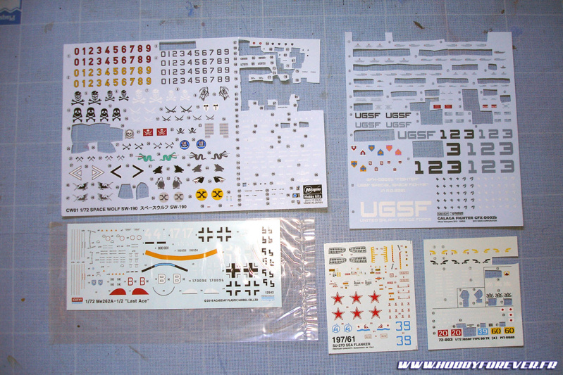 Il reste souvent des décals non utilisés sur les planches des autres marques de maquettes Il reste souvent des décals non utilisés sur les planches des autres marques de maquettes