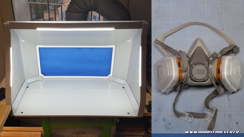 Cabine de peinture avec extraction et masque de protection sont indispensables lorsque l'on peint avec des peintures solvantées Cabine de peinture avec extraction et masque de protection sont indispensables lorsque l'on peint avec des peintures solvantées