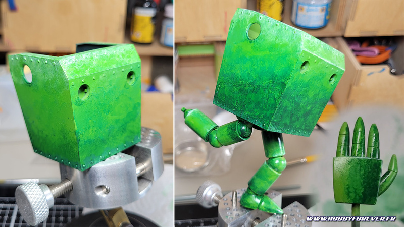 L'application des couches successives de vert L'application des couches successives de vert