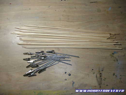 Pics à brochette et pinces crocos pour tenir les pièces Pics à brochette et pinces crocos pour tenir les pièces