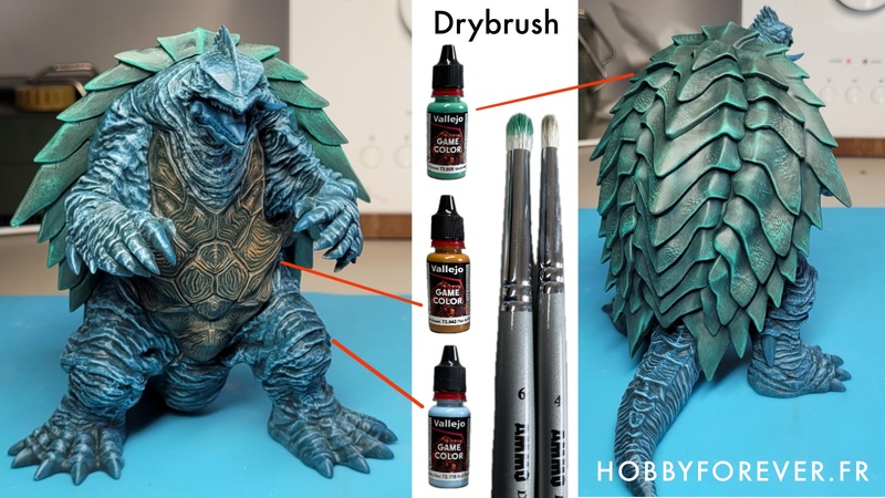 Le drybrush fait resortir la magnifique sculpture de Gamera !