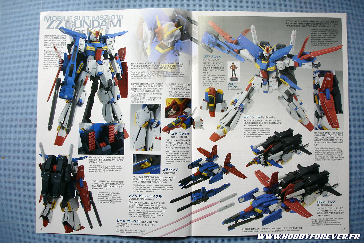 Sans rentrer dans le détail du montage, voici pour conclure quelques photos du ZZ Gundam ver.Ka, issus de la notice.