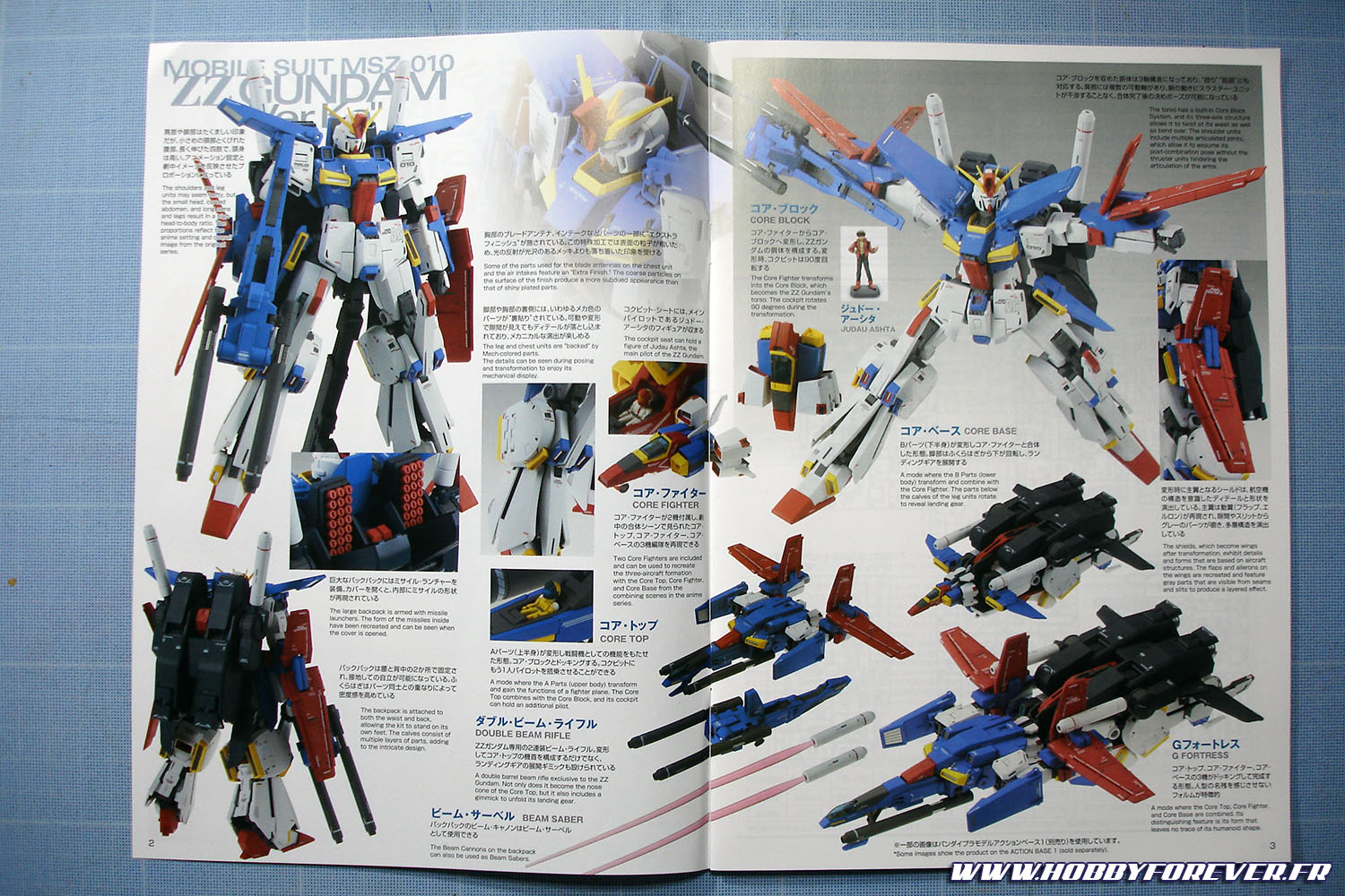 Sans rentrer dans le détail du montage, voici pour conclure quelques photos du ZZ Gundam ver.Ka, issus de la notice. Sans rentrer dans le détail du montage, voici pour conclure quelques photos du ZZ Gundam ver.Ka, issus de la notice.