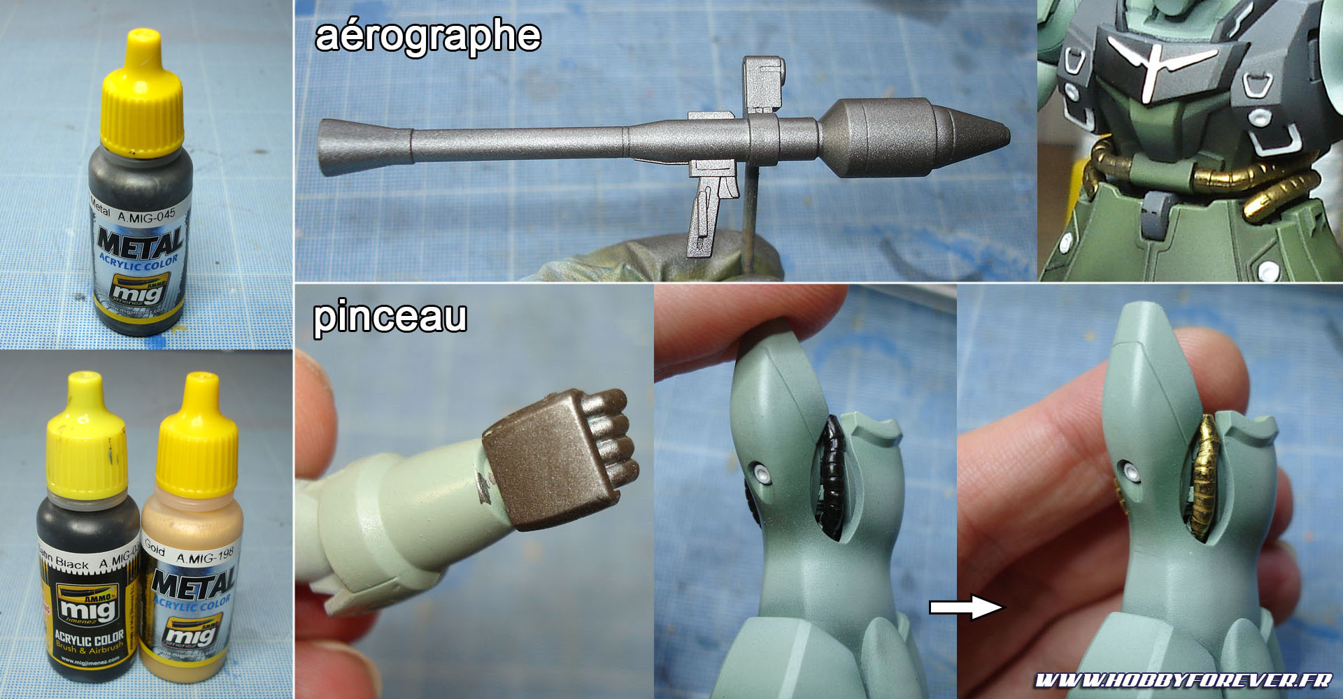 Test de Gun Metal MIG à l'aérographe et au pinceau Test de Gun Metal MIG à l'aérographe et au pinceau