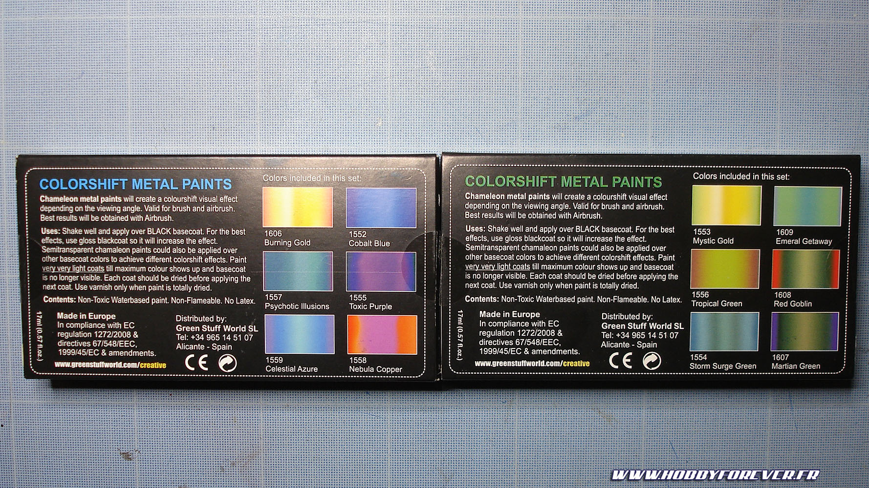 Peintures caméléons Colorshift Metal set 1 et 2 par Green Stuff World & HGUC Acguy de Bandai