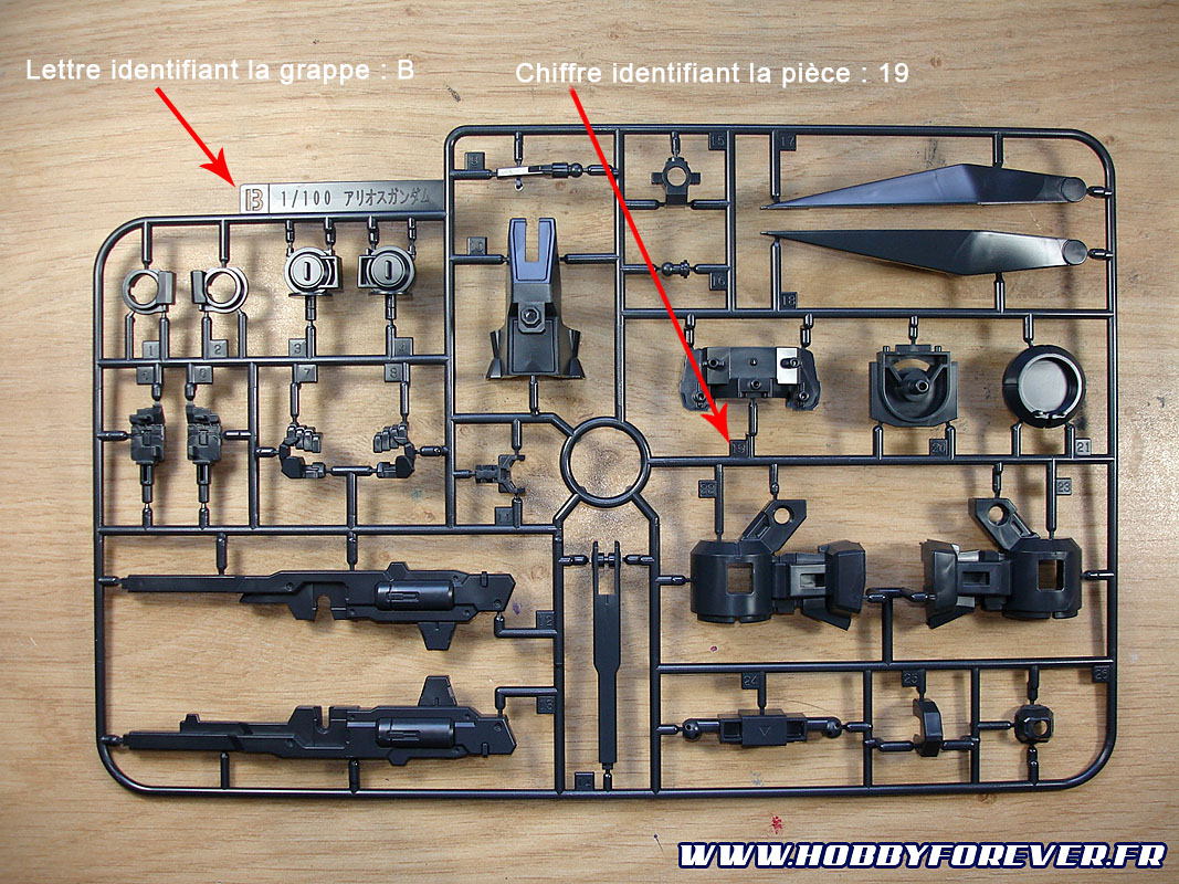 Il est très simple d'identifier les pièces, ici la B19, la 1ère indiquée dans le plan.