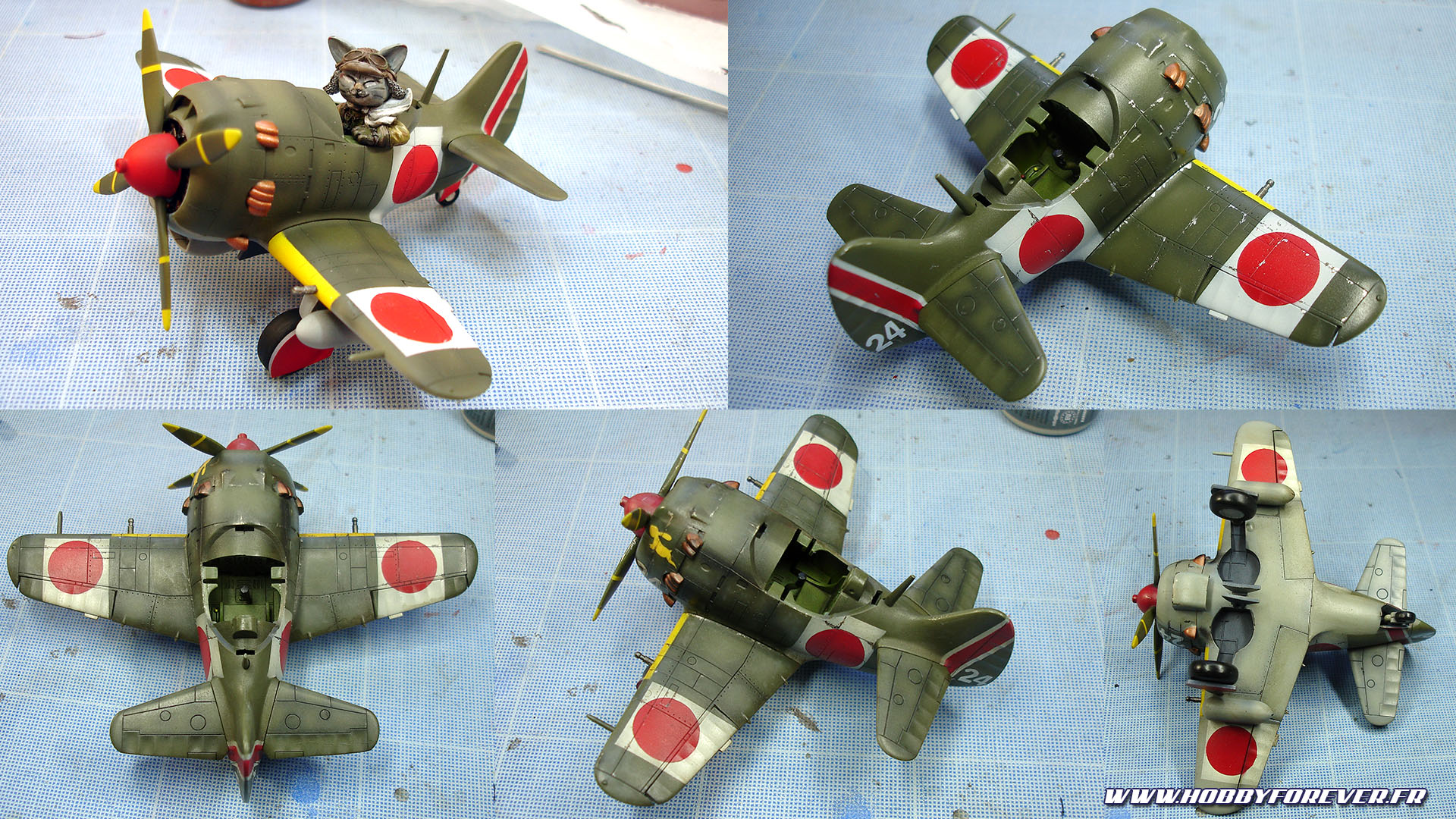 Finished work - Ki-84 Nakajima Cute Model w/ Cat Pilot