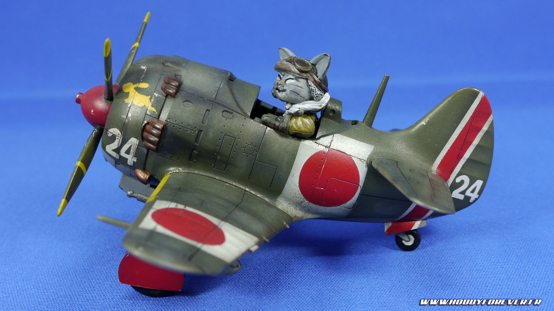 Finished work - Ki-84 Nakajima Cute Model w/ Cat Pilot