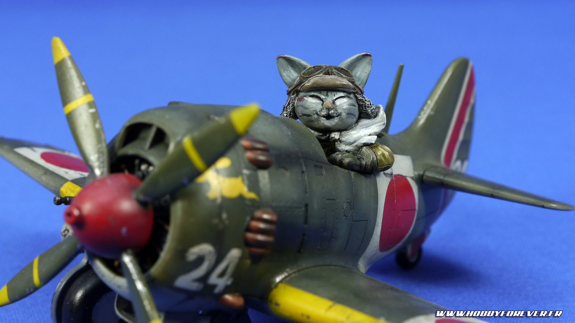 Finished work - Ki-84 Nakajima Cute Model w/ Cat Pilot