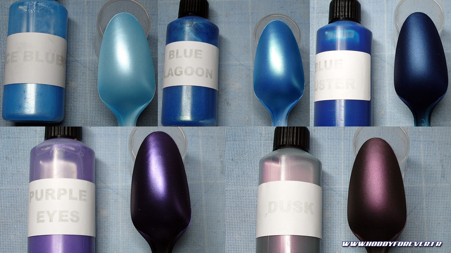 Ice Blue / Blue Lagoon / Blue Luster / Purple Eyes / Dusk