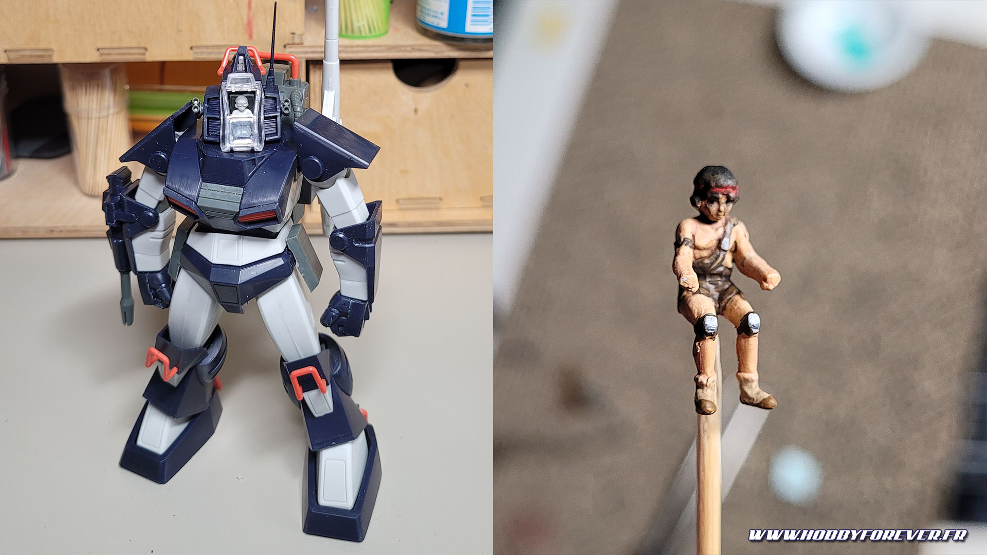 Le Dougram avant peinture, et son pilote peint Le Dougram avant peinture, et son pilote peint