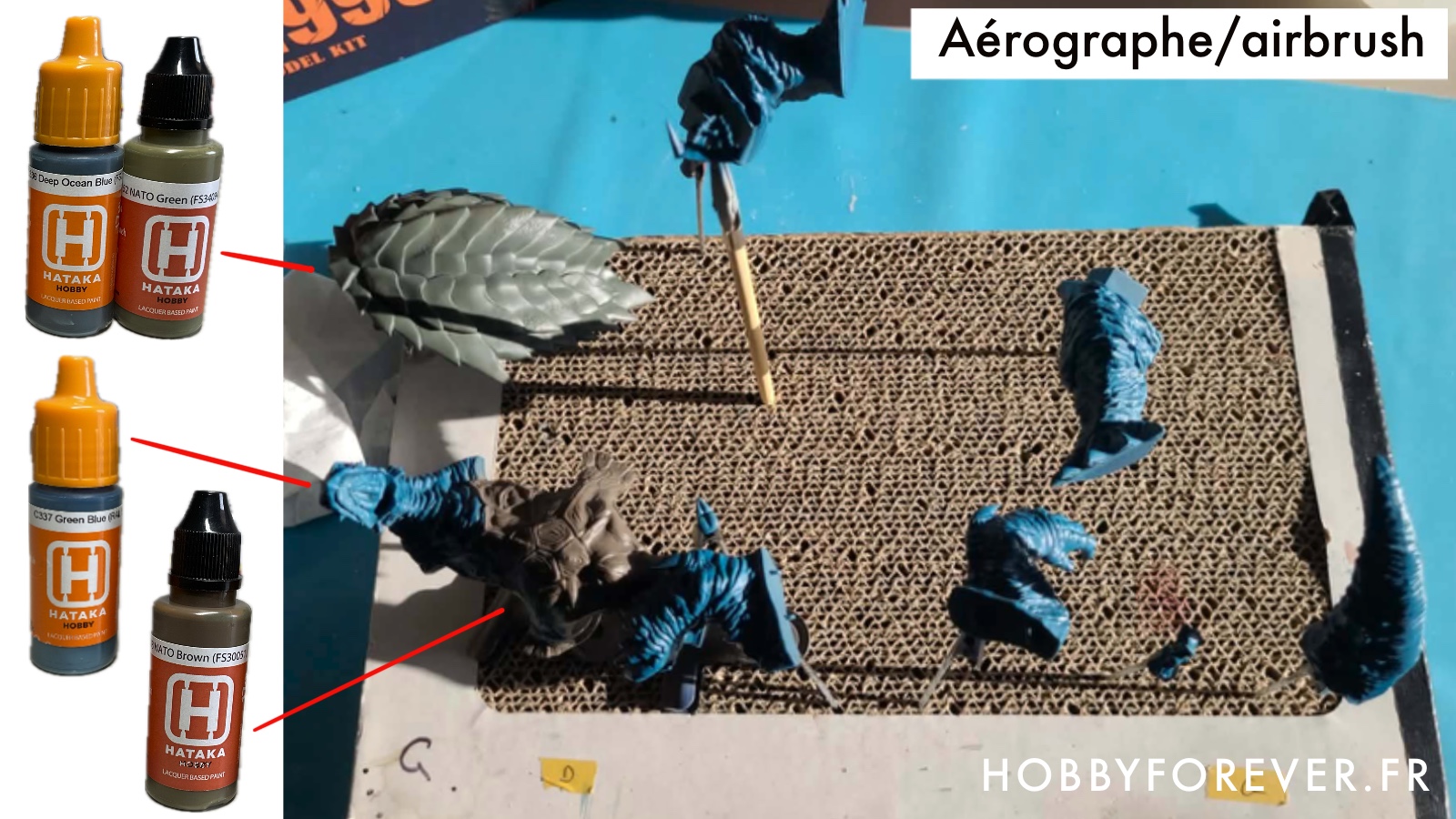 Les couleurs de base à l'aérographe avec des peintures solvantées Hataka